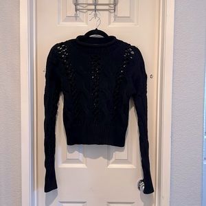 Express Cable Knitted Cropped Black Size S Sweater
